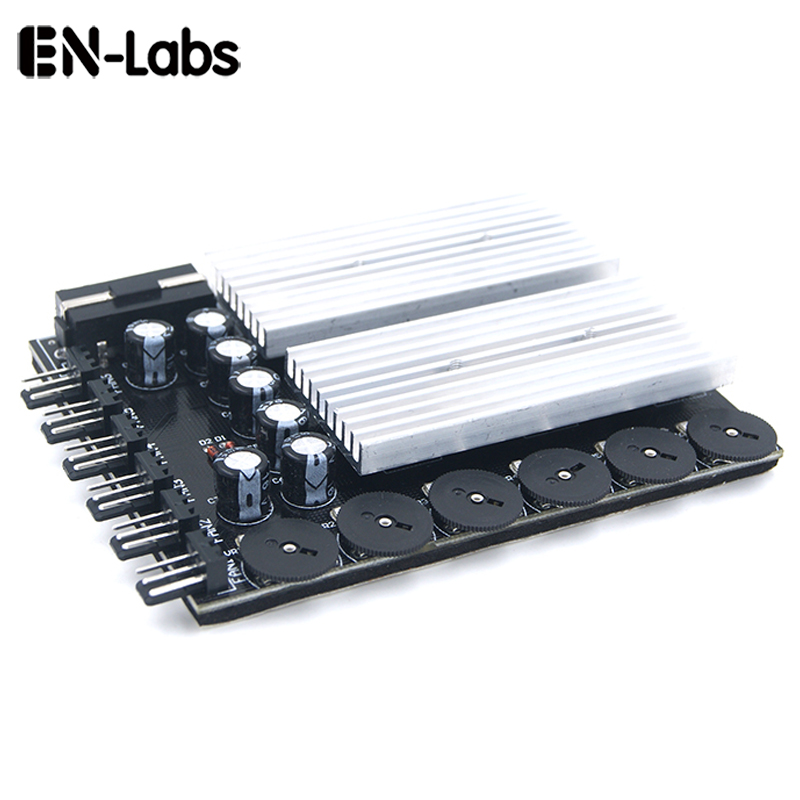 En-Labs 6 Channel 3 pin 4 pin Computer CPU Cooler Case Fan Speed Controller w/ Rubber Backed Tap for PC Case Internal & Mining