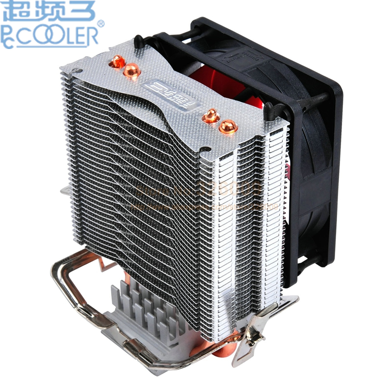 PcCooler 2 heatpipe 8cm fan CPU cooler radiator for Intel LGA 775/1150/1151/1155 1366 for AMD AM2+/AM3/FM1/AM2/939 fan cooling