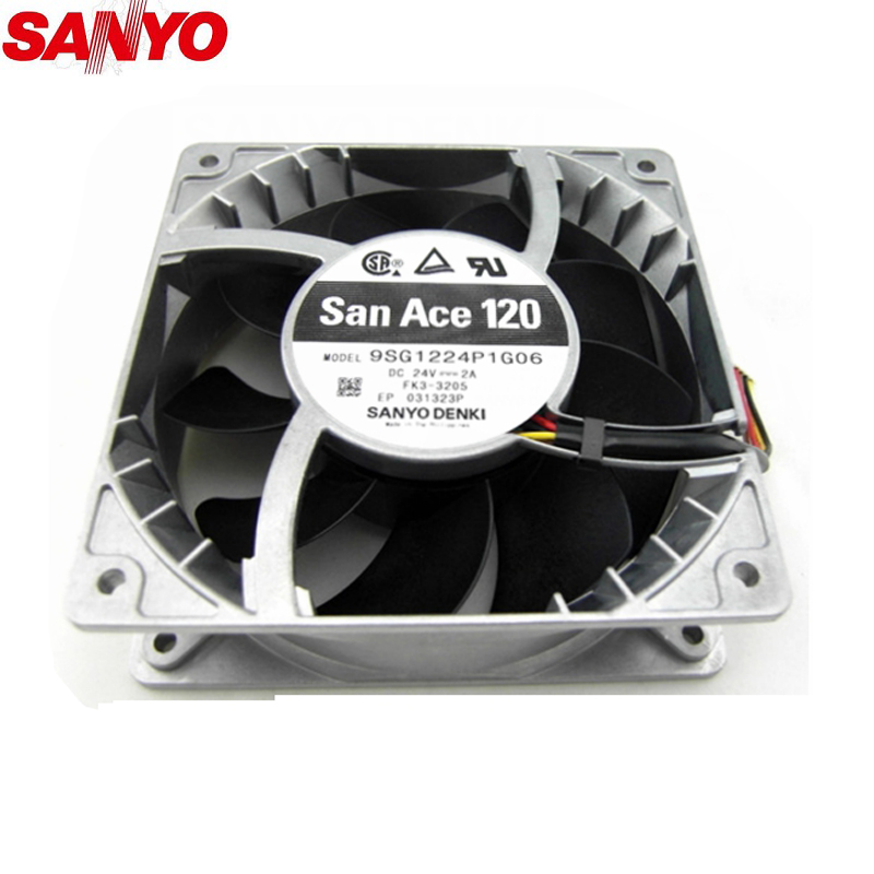 original SANYO 9SG1224P1G06 24V 2.0A 120*120*38mm 6000RPM 260CFM powerful cooling fan
