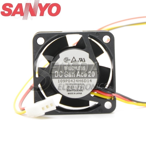 Sanyo 4020 109P0424H6D14 DC 24v 0.07A 3Wire 3Pin Inverter Cooling Fan