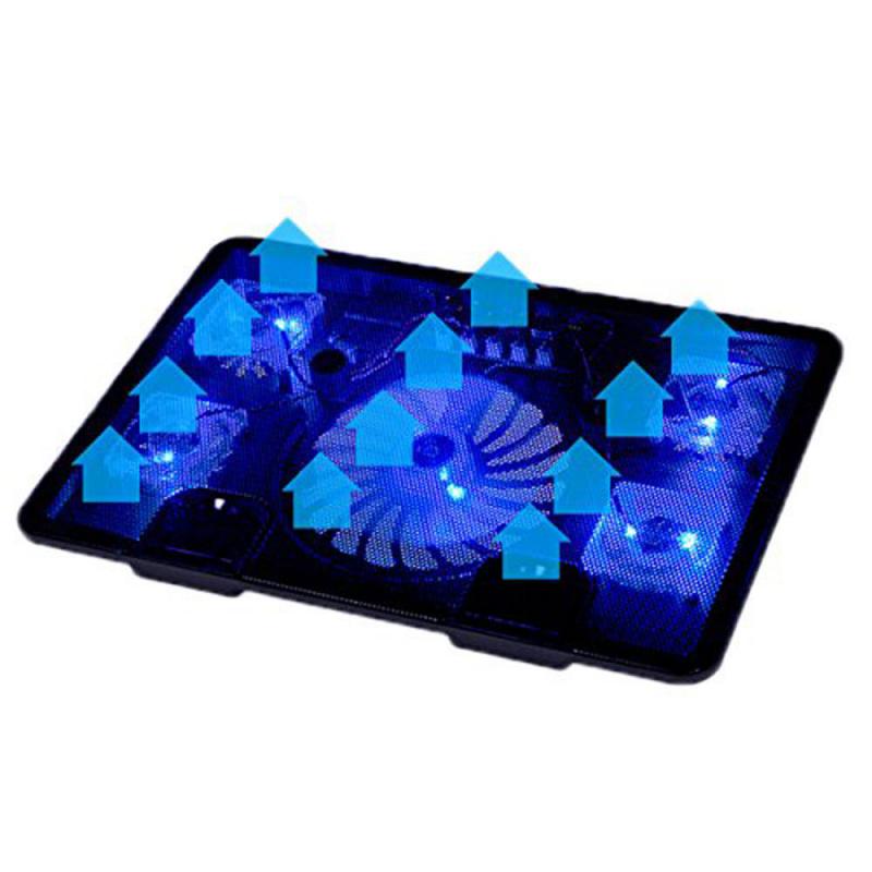 Hot Sale Genuine 5 Fan 2 Usb Laptop Cooler Cooling Pad Base Led Notebook Cooler Computer Usb Fan Stand For Laptop Pc 10 17