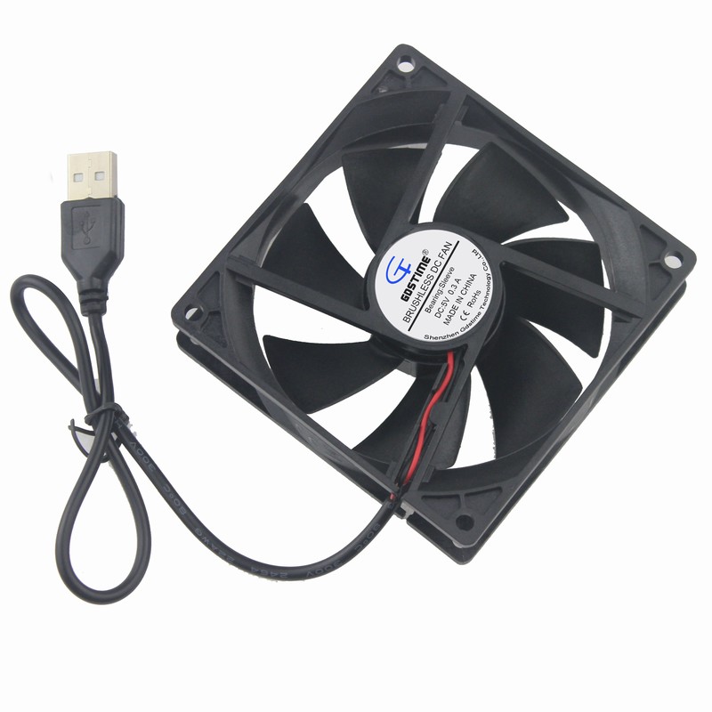 Gdstime 10 pcs 9225s USB PC Fan 92mm Axial Motor Cooling Fan 5V 92x92x25mm 9cm DC Brushless Computer Case Cooler 90mm