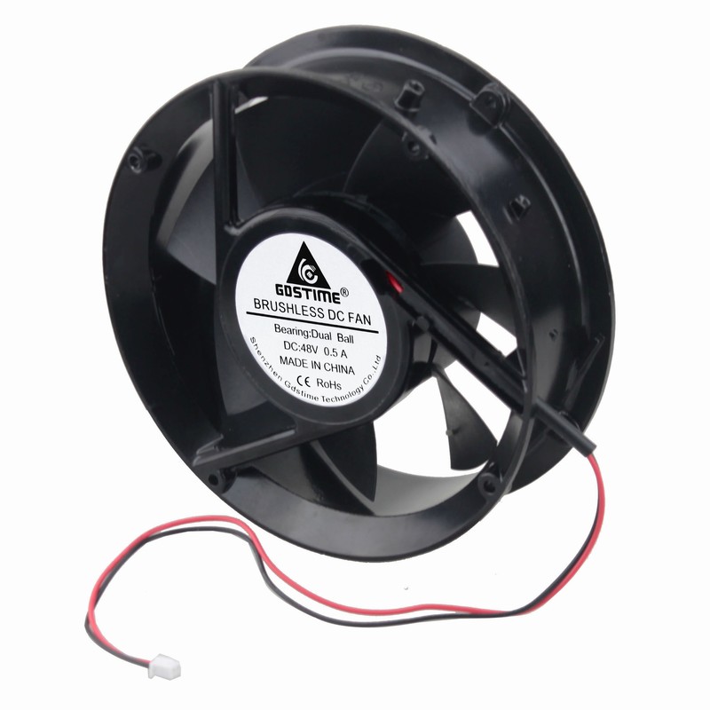 1 pcs Gdstime 48V 170mm x 50mm Metal Case Dual Ball Bearing Industrial DC Cooling Fan 172mm x 51mm Circle Cooler 2P 17cm