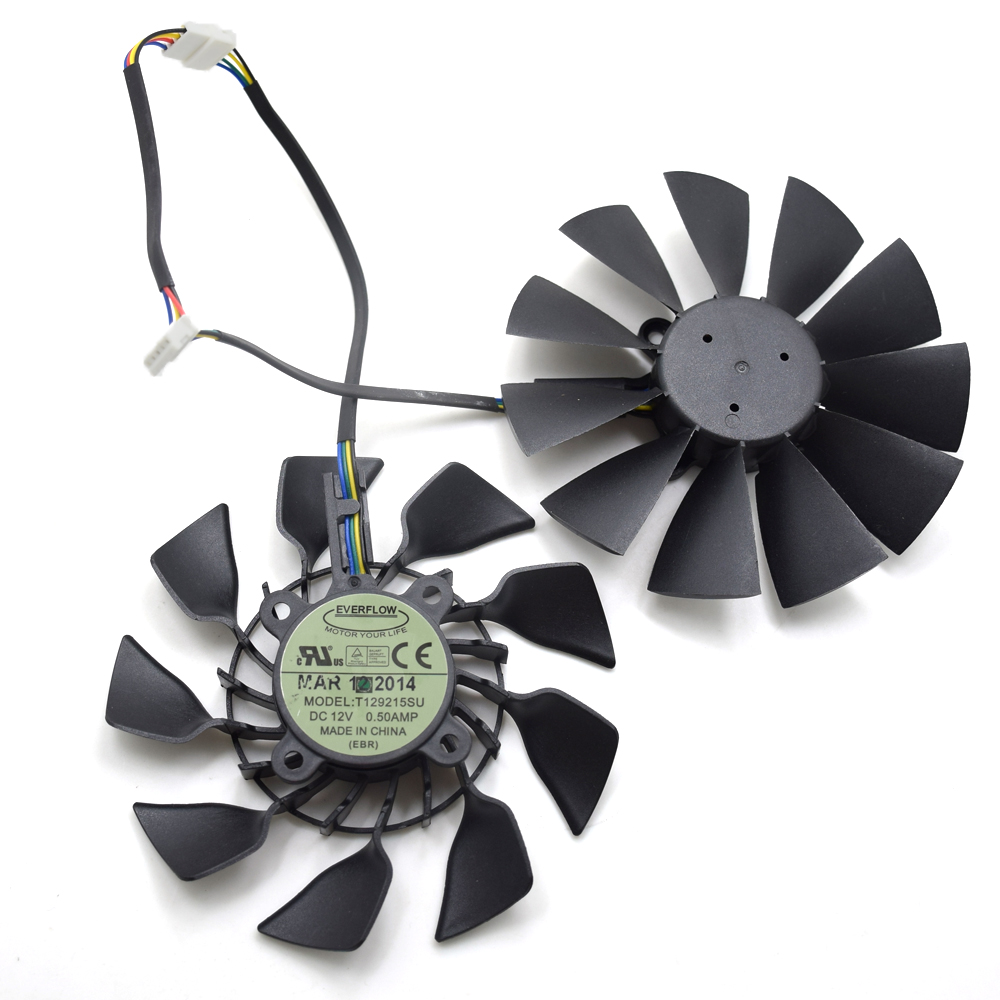 2pcs/lot Everflow T129215SU 95MM DC 12V 0.5AMP EBR GTX 780 780TI R9 390 390X Graphics Card Cooling Fan New Original