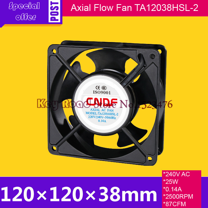 240V AC 50HZ 0.14A 25W 2500RPM 120*38mm Anticorrosion Cooling Radiator Axial Fan TA12038HSL-2 FZY for Electroplate Factory