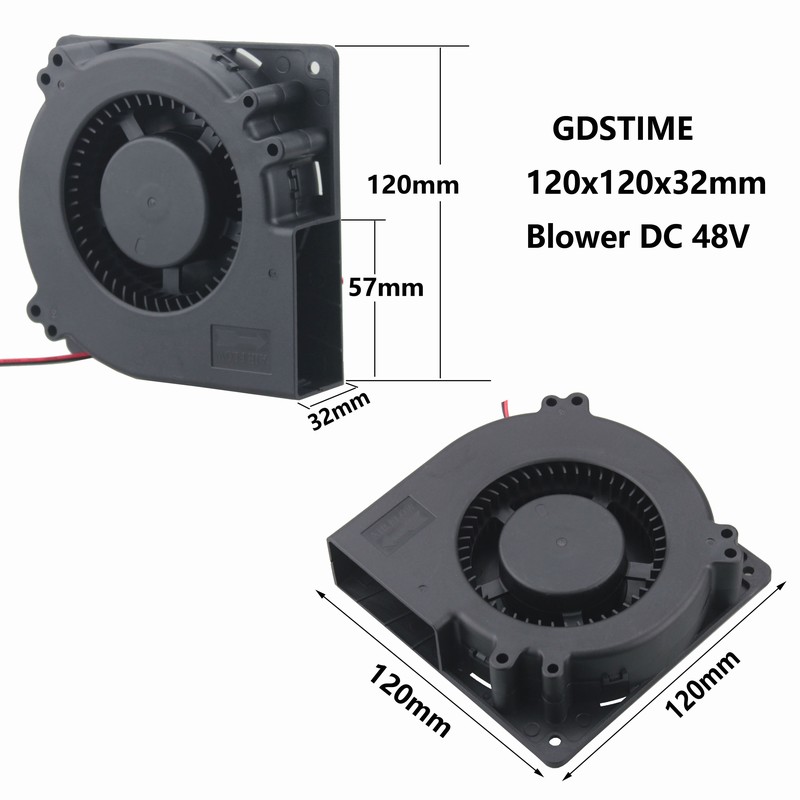 10Pcs Gdstime DC 48V Cooler 12032 Dual Ball Bearing 120mm x 32mm 12cm Brushless Cooling Turbo Blower Fan 120x120mm 0.35A 5 inch