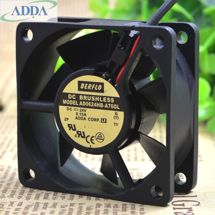 Original ADDA AD0624HB-A76GL 6025 24V 0.15A 6CM 6cm waterproof inverter cooling fan