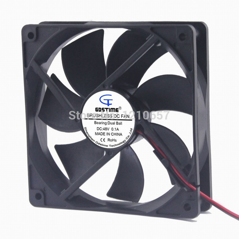 100Pcs Gdstime Brushless Cooling Blower Fan DC 48V Dual Ball 120x120mm Turbo Cooler 12032 High Speed 120mm x 32mm 12cm