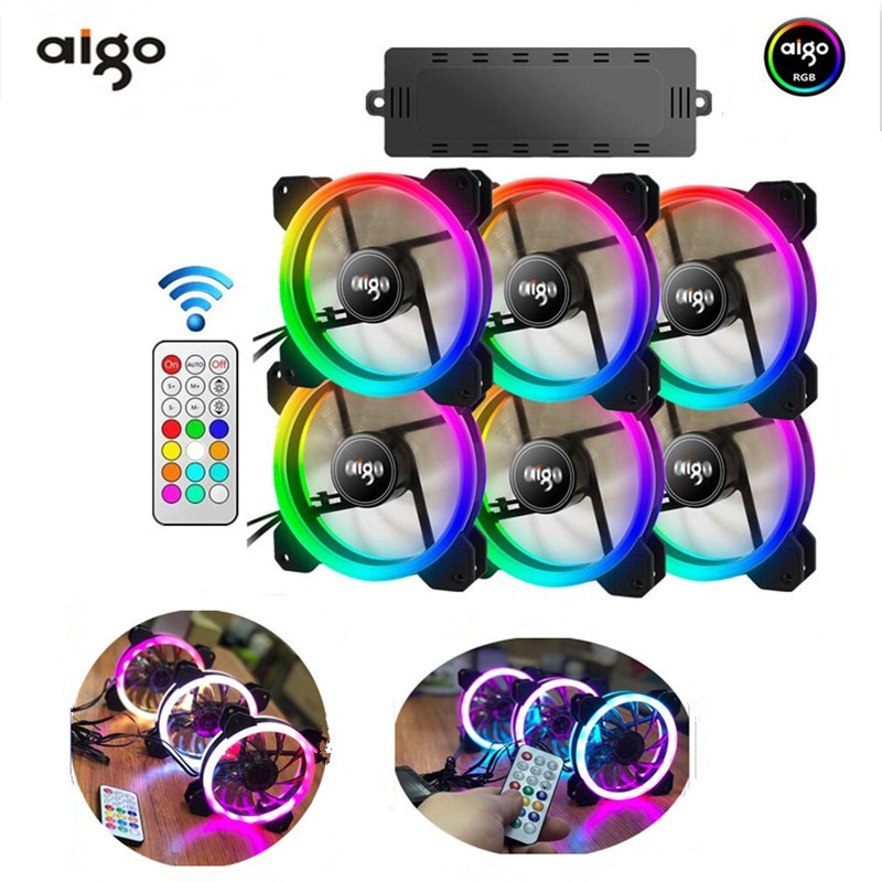 AIGO DR12 RGB case fan 120mm fan cooler Computer fan Dual LED PC IR Remote LED cooling Fan