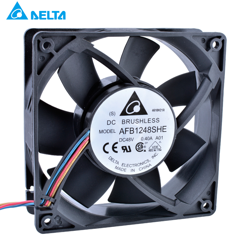 Delta AFB1248SHE 48V 0.40A 12038 12cm 4-wire double ball server Cooling fan
