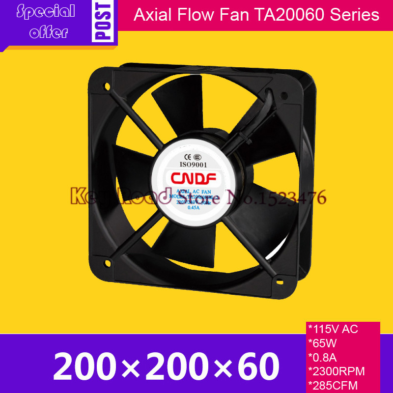 115V AC 65W 0.8A 254CFM 200*200*60mm TA20060HBL-1 Square Ventilating fan / Industrial Pipe Axial Exhaust Fan