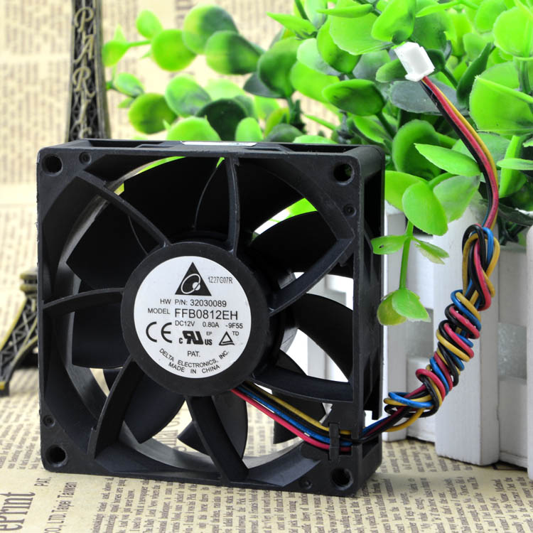 Original Delta 8CM 80MM 8025 8*8*2.5CM 80*80*25MM 12V 0.80A violent wind capacity FFB0812EH 4 wire fan with PWM support