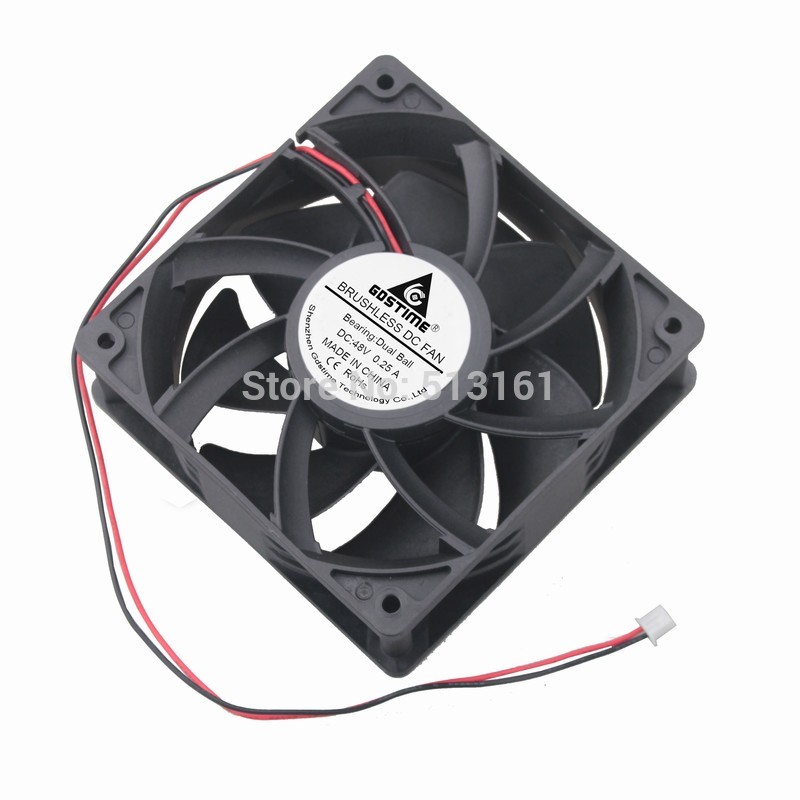 2PCS Lot Gdstime 120mm x 38mm DC 48V 2Pin Daul Ball 0.15A 3300RPM Brushless Cooler Cooling Fan