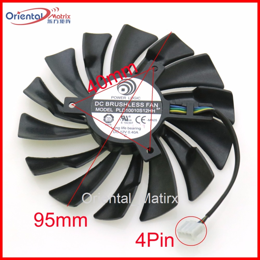 Free Shipping PLD10010S12HH 12V 0.40A 4Pin 95mm For MSI GTX1060 1070 AERO ITX Graphics Card Cooler Cooling Fan