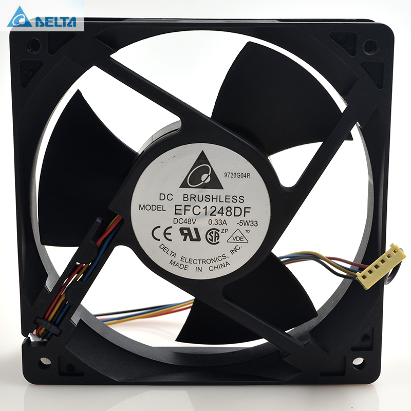 New AFB1248VHE 12038 12cm 48V 0.27A 3 wire dual ball bearing cooling fan for Delta 120*120*38mm