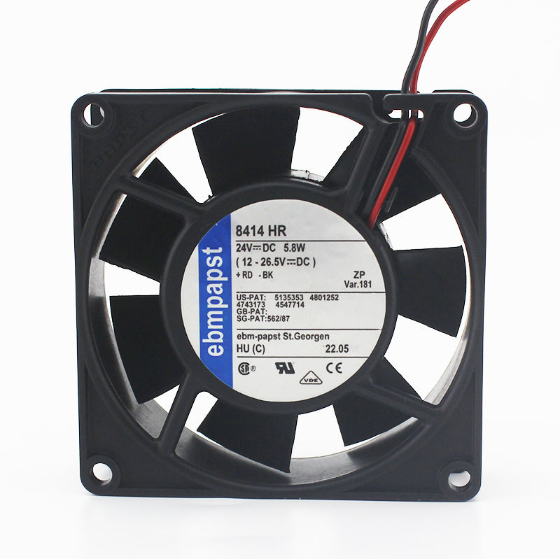 ebmpapst TYP 8414HR 8414 HR DC 24V 5.8W 2-wire 80X80X25mm Server Square Fan