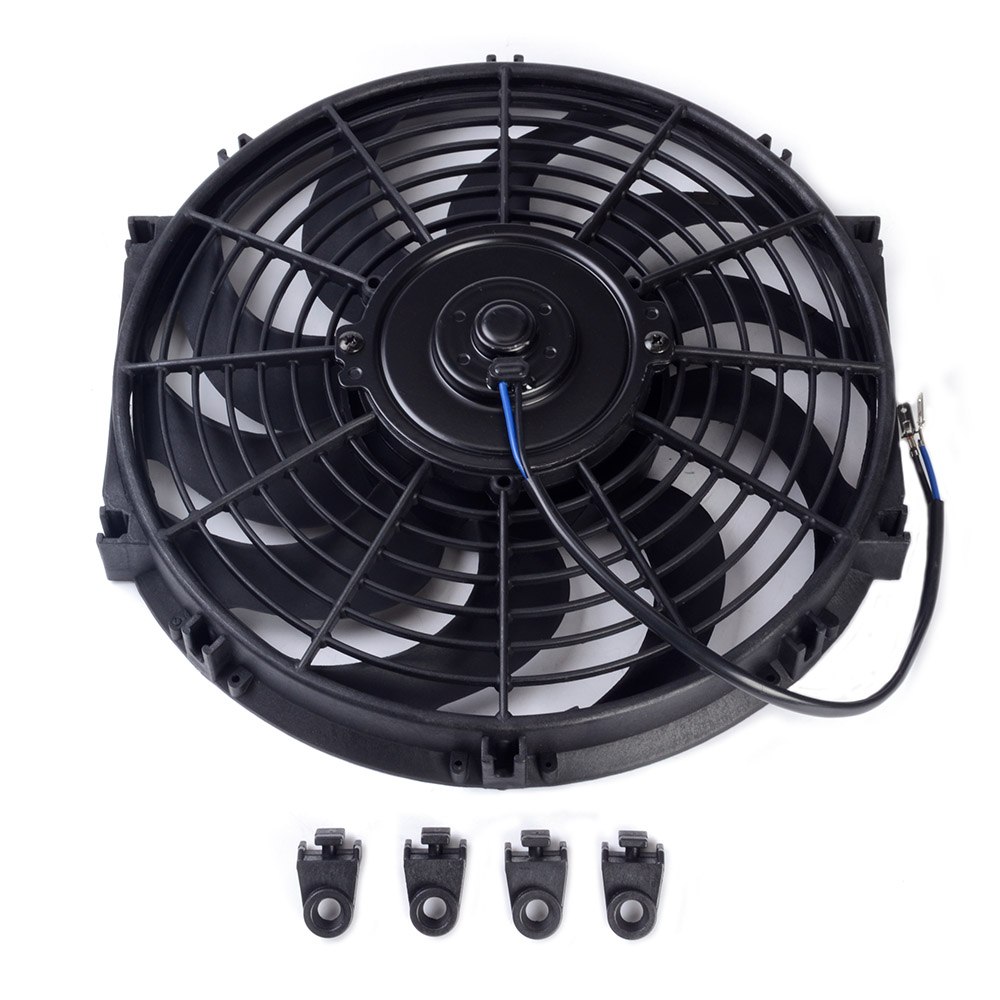 12 inch Black 12V 80W Electric Universal Auto Cooling Radiator Fan Hot Rad Mounting Kit Cooler systems suck wind Auto Modified
