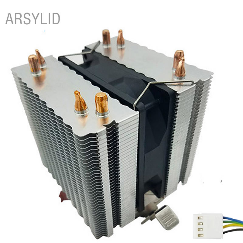 ARSYLID 4PIN 4 heat pipes CPU cooler 9cm cooling fan for Intel LGA775 1151 1366 2011 Cooling for AMD AM3 AM4 radiator fan