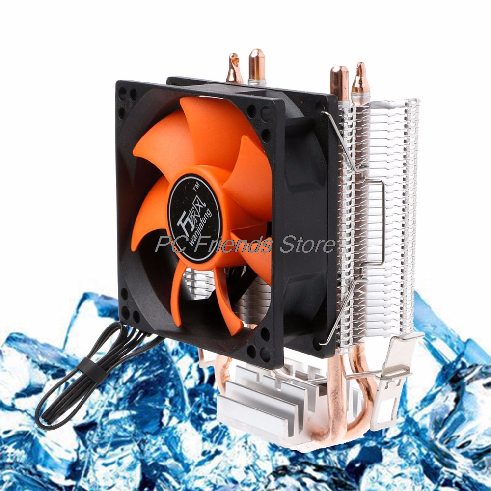 2 Heatpipe Aluminium PC CPU Cooler Cooling Fan For Intel 775/1155 AMD 754/AM2-PC Friend