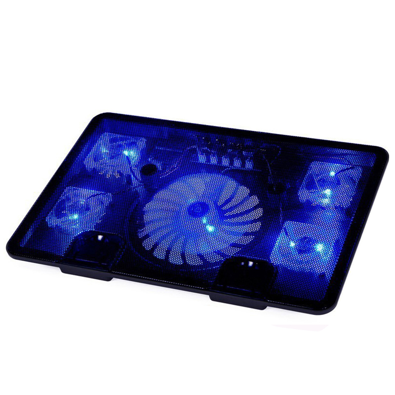 NAJU Laptop Cooler Pad 14" 15.6" 17" with 5 fans 2 USB Port slide-proof stand Cooler Notebook Cooling Fan with light