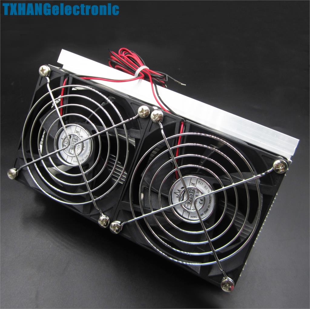 Thermoelectric Peltier Refrigeration Cooling System Kit Cooler Double Fan DIY