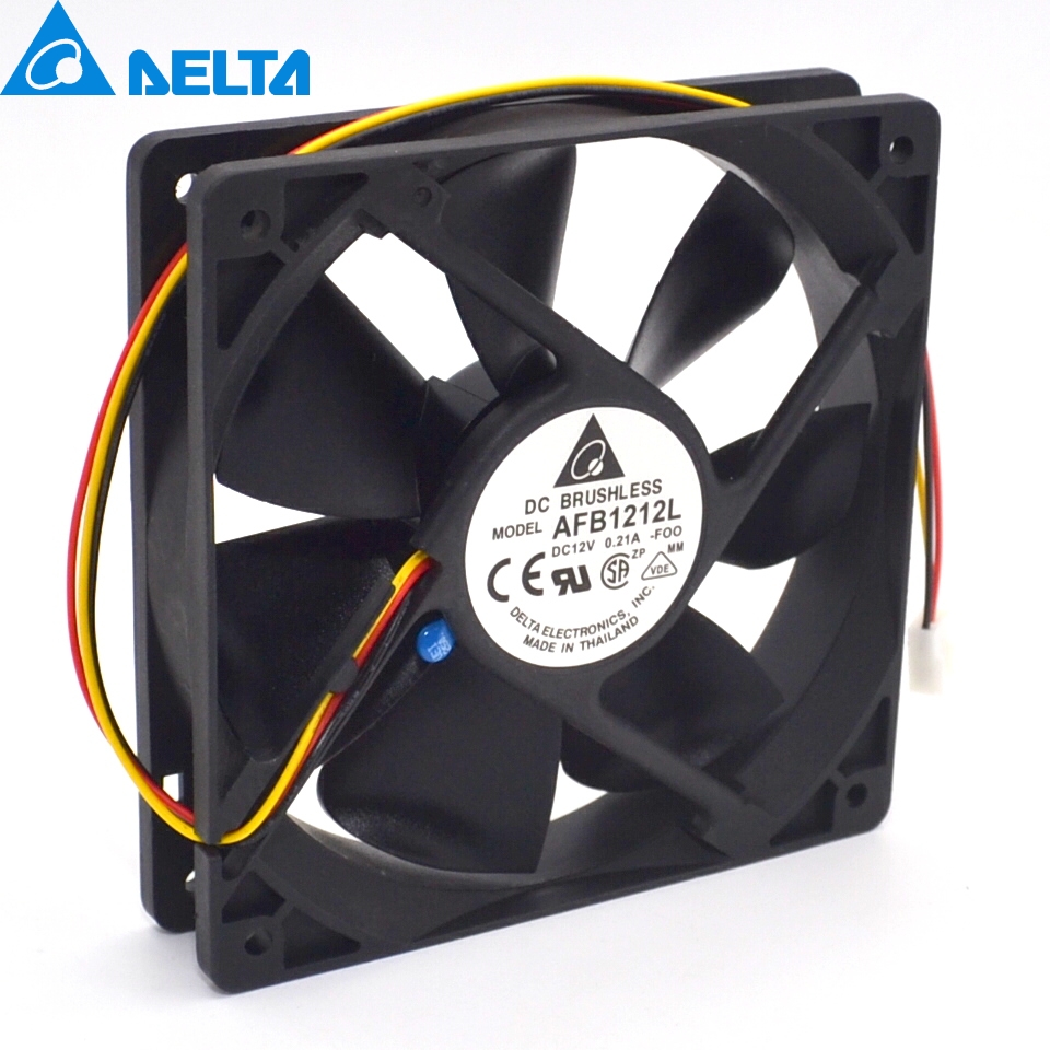 Delta New and Original AFB1212L-FOO 12025 12V 0.021A thermostat speed dual ball bearing fan for 120*120*25mm