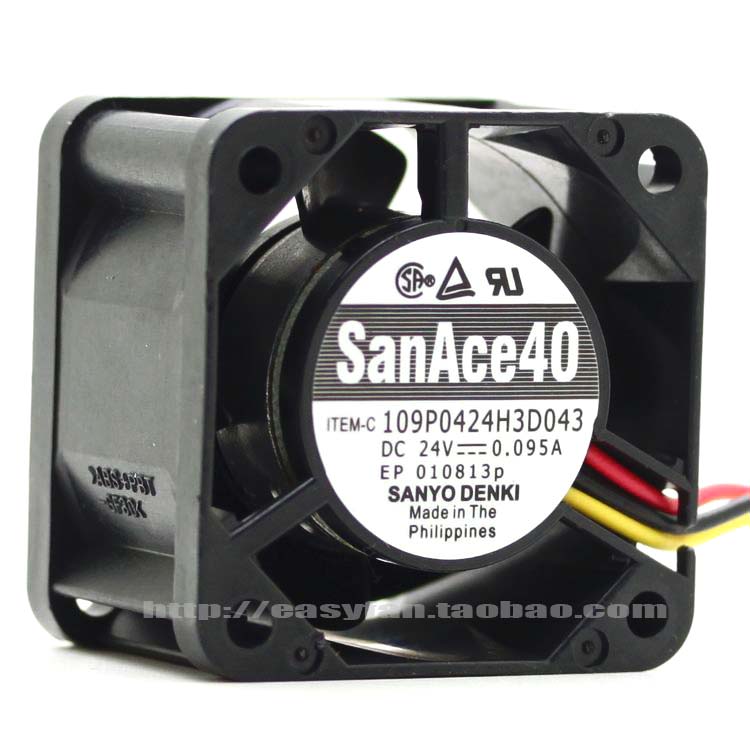 Sanyo 109P0424H3D043 DC 24V 0.095A 40x40x28mm Server Square fan