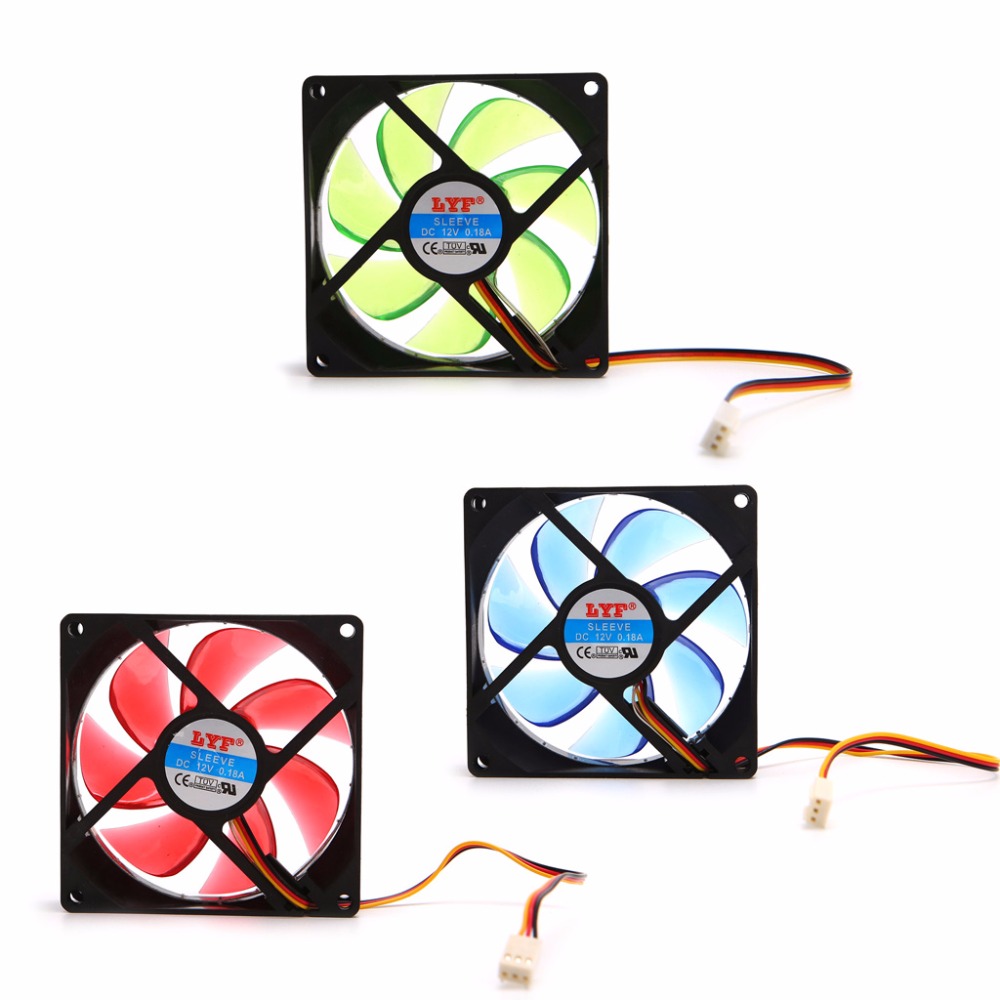 90mm LED Light 3pin PC Desktop Computer Case Cooling Cooler Fan Low Noise 9025