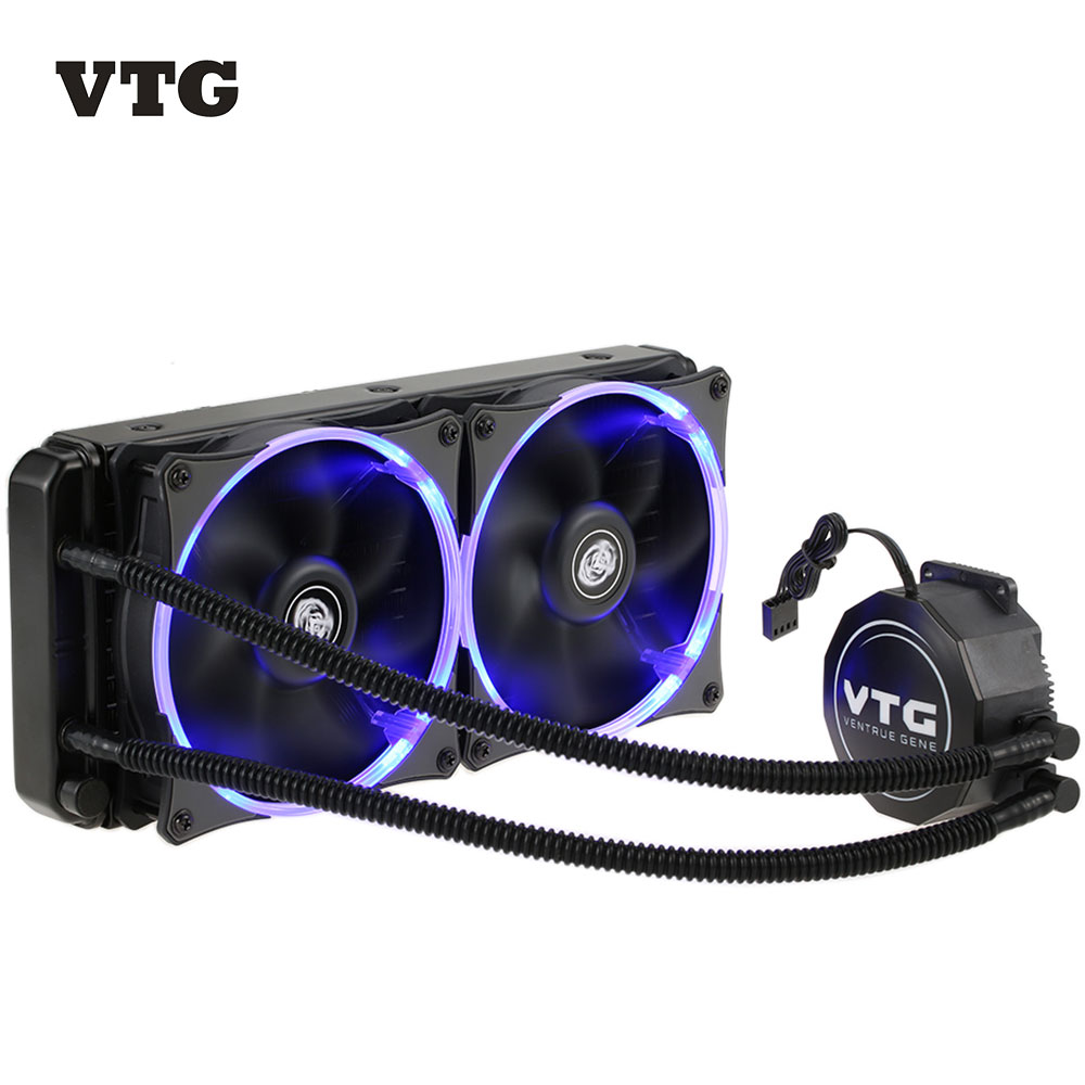 VTG240 Liquid Freezer Water Liquid Cooling System CPU Cooler Fluid Dynamic Bearing 120mm Dual Fans Blue LED Light For Intel CPU