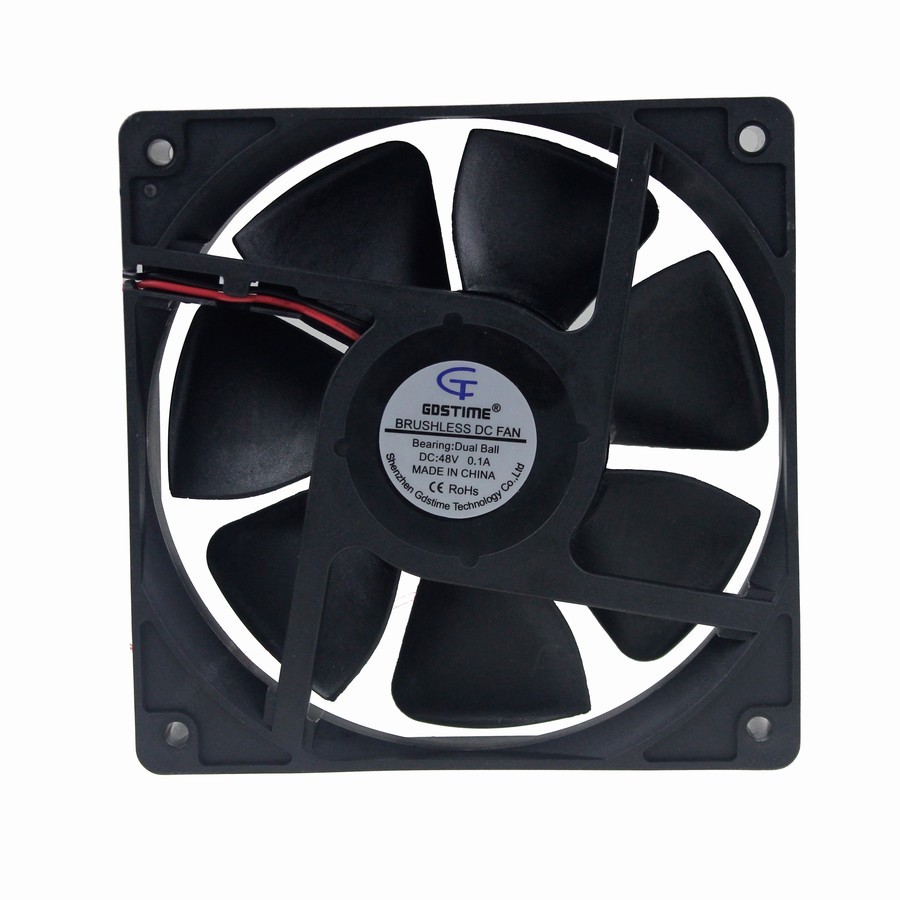 Gdstime 2Pin 48v Ball Bearing 120x120x25mm DC Brushless Cooling Fan 120mm x 120mm x 25mm 0.1A