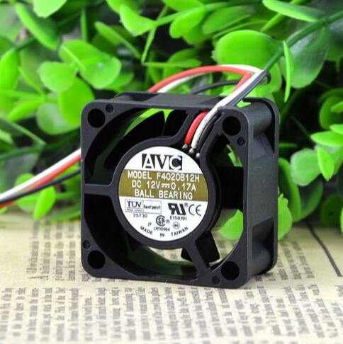 Original AVC F4020B12H 12V 0.17A 40*40*20 4CM 2 wire double ball cooling fan