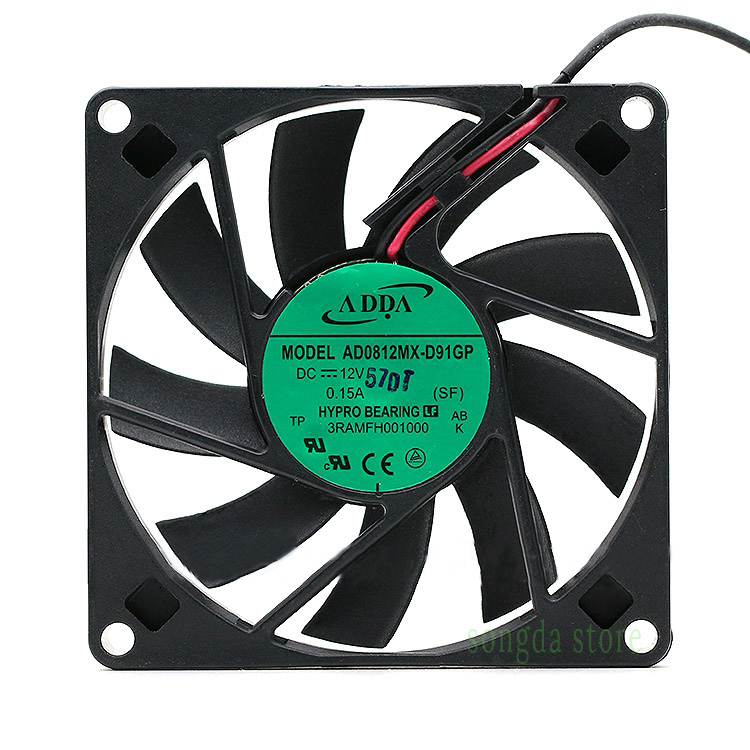 Original ADDA AD0812MX-D91GP 8015 80*80*15mm DC 12V 0.15A 2-wire ultra thin slim silent quiet Case cooling Fan