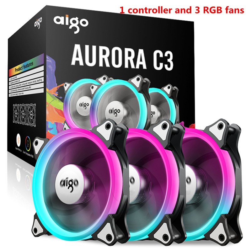 Aigo C3 C5 fan PC Computer Case Cooler Cooling fan LED 120 mm fans mute RGB Case fans