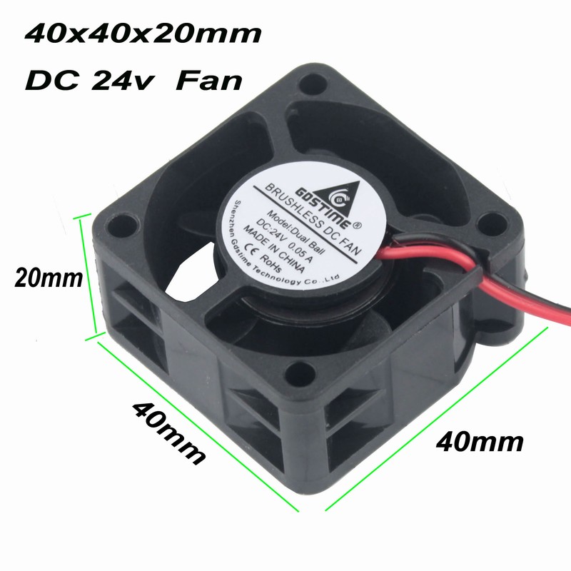 Gdstime 1 pcs 1.57 inch Small Axial Fan 24V Ball Bearing 40mm x 20mm DC Brushless Cooling Fan 40x40mm 4020 4cm 2 Pin