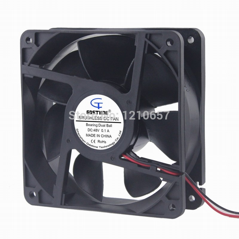 2Pcs Gdstime 120mm DC 48V 12038 12cm 0.25A Dual Ball Bearing Cooler Cooling Fan