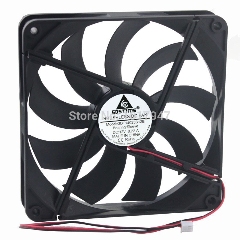 5Pieces LOT Gdstime 12V 2Pin 14025 14cm 140mm x 25mm High Flow DC Radiator Cooler Fan