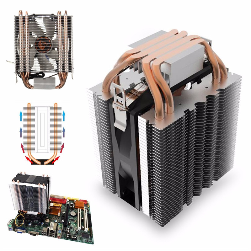 3Pin Quiet 4 Heatpipe Radiator CPU Cooler Heatsink for Intel LGA1150 1151 1155 775 1156 Fan Cooling for Desktops Computer