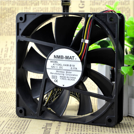 Genuine NMB 4710KL-04W-B19 12CM 120*120*25 0.17A 12V 3 pin mute professional chassis fan