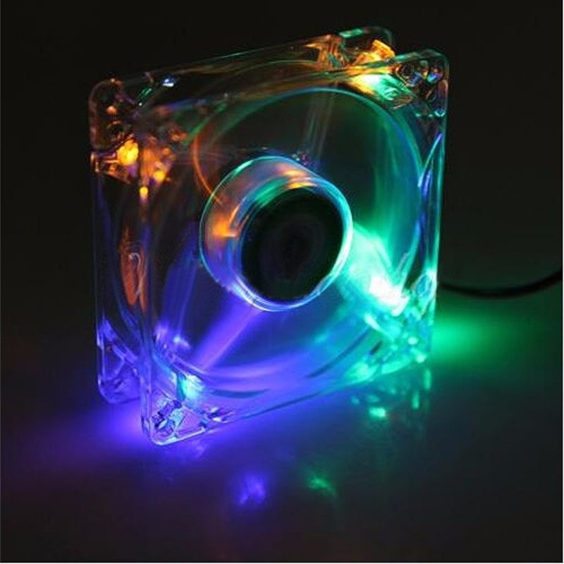 Brand New PC Computer Fan 80mm With 4ea Led 8025 8cm Silent DC 12V LED Luminous Chassis Molex 4D Plug Axial Fan