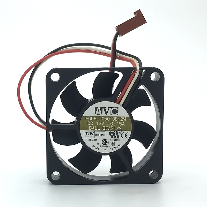 Original AVC C5010B12M 3-lines 5cm 50mm DC 12V 0.15A Dual Ball Bearing server inverter cooler cooling fan