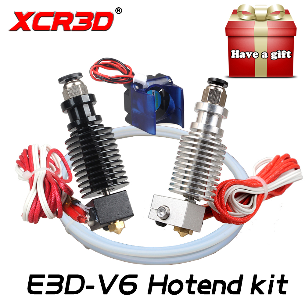 Free Shipping XCR3D 3D Printer Parts E3D V6 Hotend Kit 0.4/1.75MM J-head Remote extruder 12V 24V with Cooling Fan Teflon tube