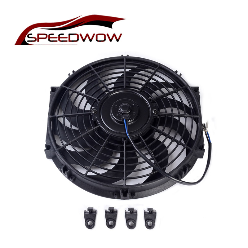 SPEEDWOW Slim 12" Motor Engine Radiator Oil Cooler Cooling Electric Pull Push Fan Radiator Electric Engine Cooling Fan 12V 80W
