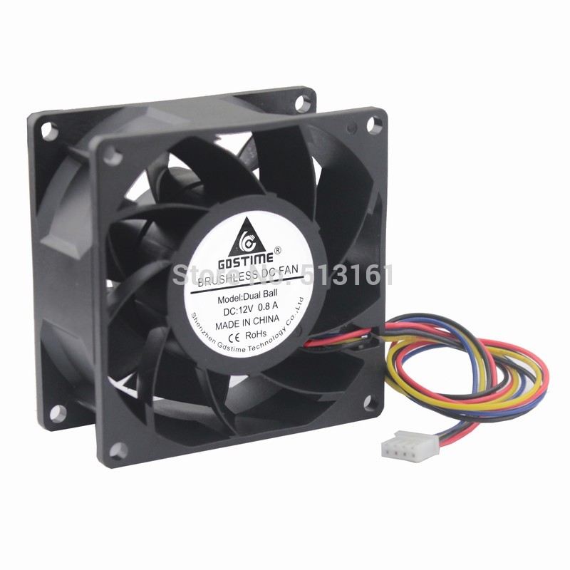 Gdstime 8038 DC 12V Waterproof Ball Bearing PWM 4 Pin 80x80x38mm Server Square Inverter Cooling Fans