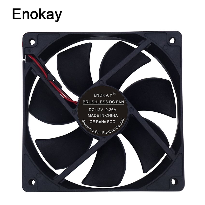 1pc Enokay 12025 120mm DC cooling fan for computer, 12cm exhaust fan DC 12v 2400RPM quiet fan cooler