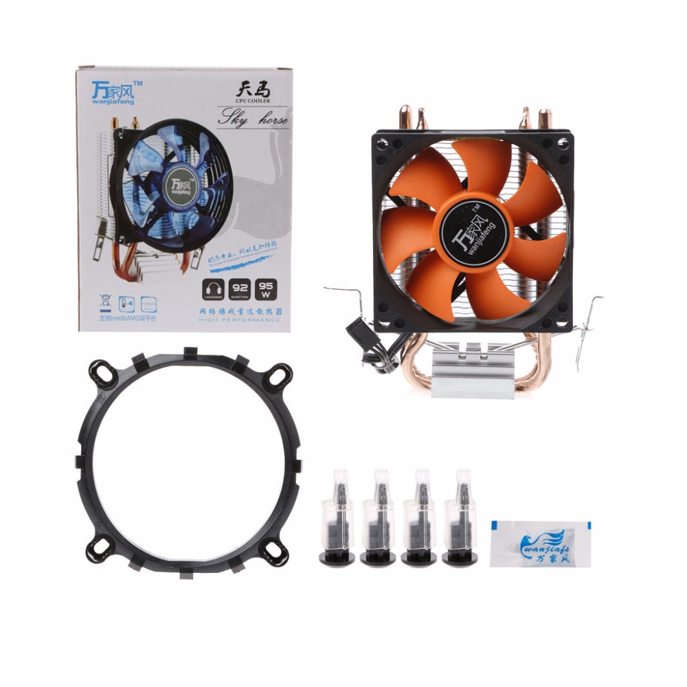 OPEN-SMART 2 Heatpipe Aluminium PC CPU Cooler Cooling Fan For Intel 775/1155 AMD 754/AM2