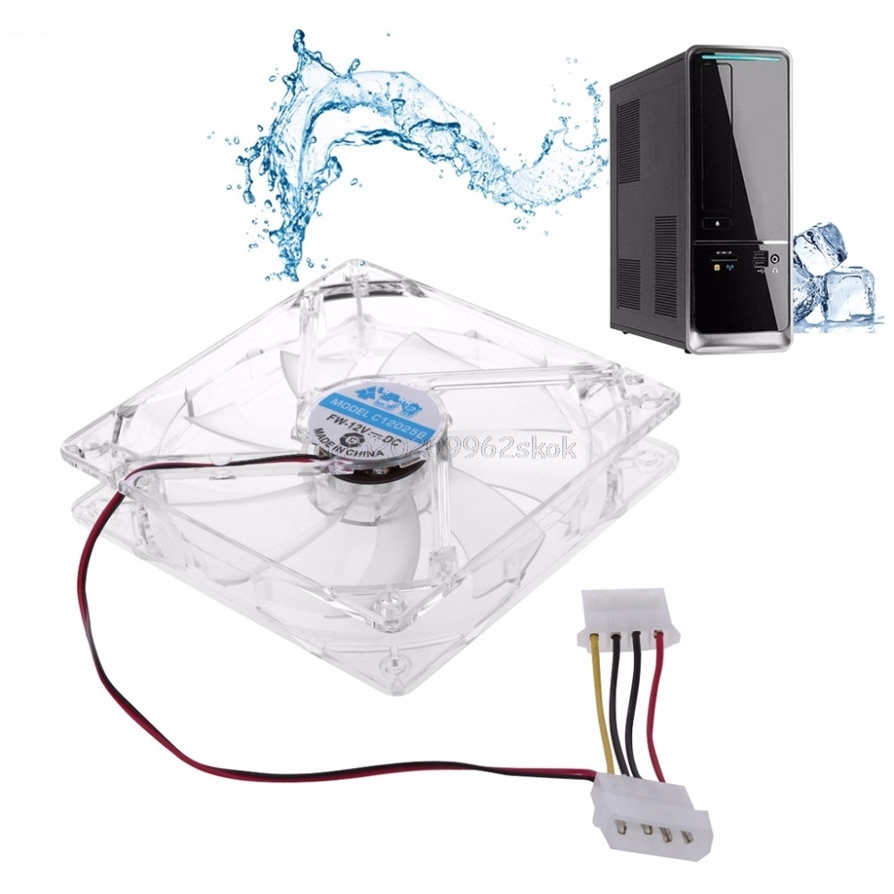 4 Colorful LED Light 120mm Computer PC Clear Case Quad Heatsink CPU Cooling Fan #H029#