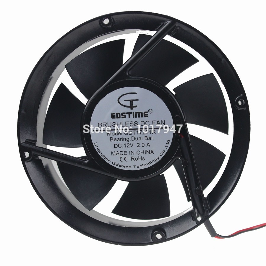 1PCS Gdstime DC Cooler Cooling Industrial Fan Ball 12V 2Pin 17251 170mm 172x51mm