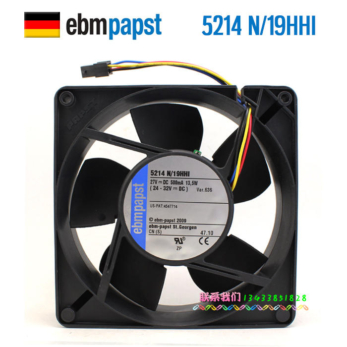 Free Shipping Original German EBM ebmpapst 5214N/19HHI 27V 13.5W 12738 12.7cm 127mmx127mmx38mm 127mm inverter cooling fan