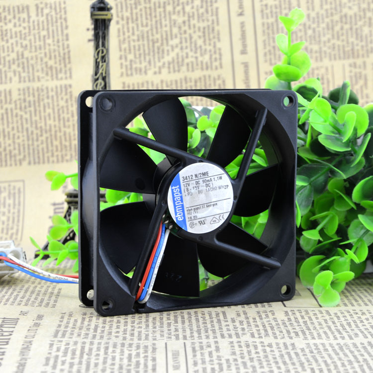 New original EBM PAPST 3412N / 2ME 9025 / 9CM 12V 1.1W 3-wire high-end cooling fan