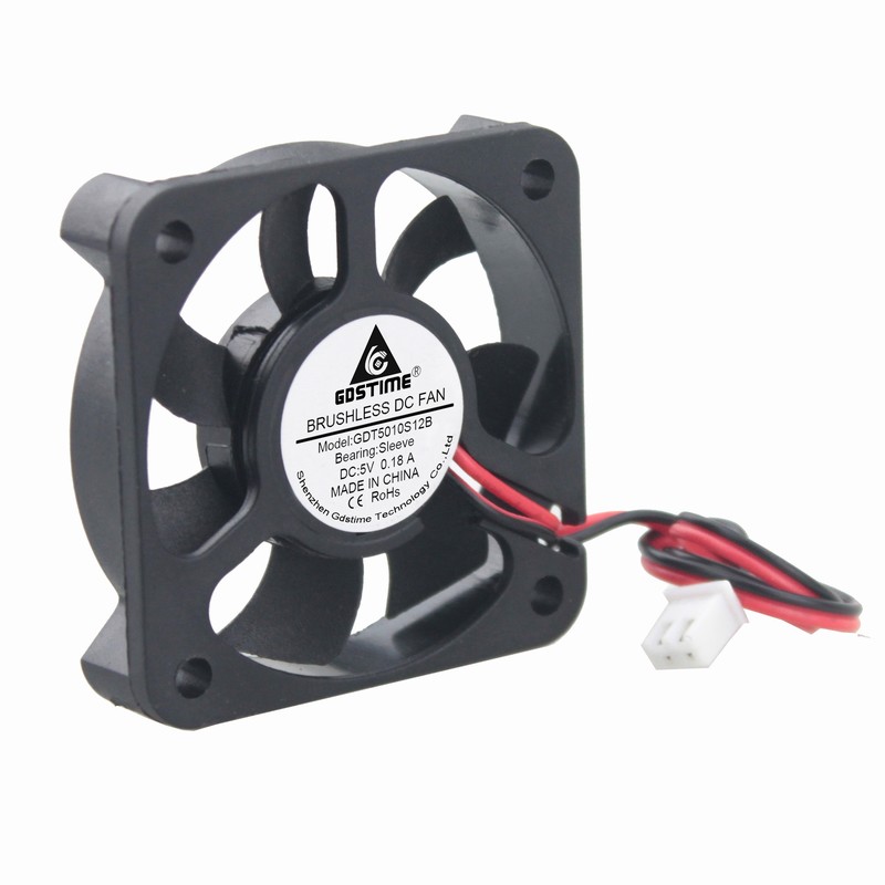 5pcs Gdstime DC 5 Volt 2Pin Industrial Axial Cooler Cooling Fan 5010 50x50x10mm 50mm x 10mm 5V 7 Blades